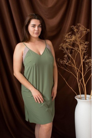 Акційна пропозиція ніжна сатинова сорочка з мереживом Marsana 03-071 